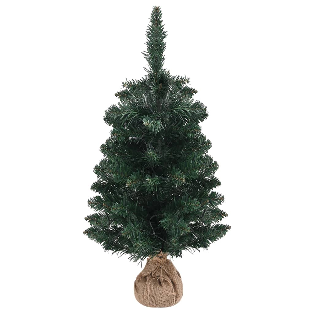 vidaXL Artificial Pre-lit Christmas Tree with Stands Green 90 cm PVC