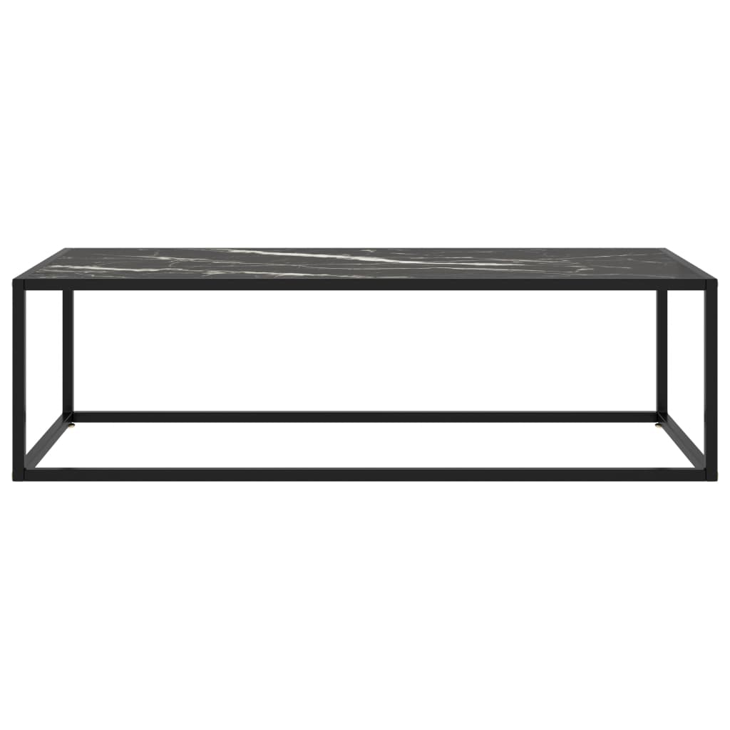 vidaXL Coffee Table Black with Black Marble Glass 120x50x35 cm