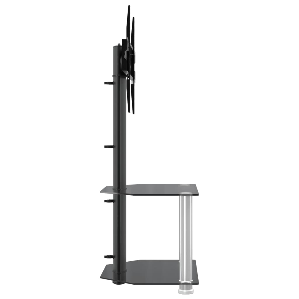 vidaXL Corner TV Stand 2-Tiers for 32-70 Inch Black and Silver