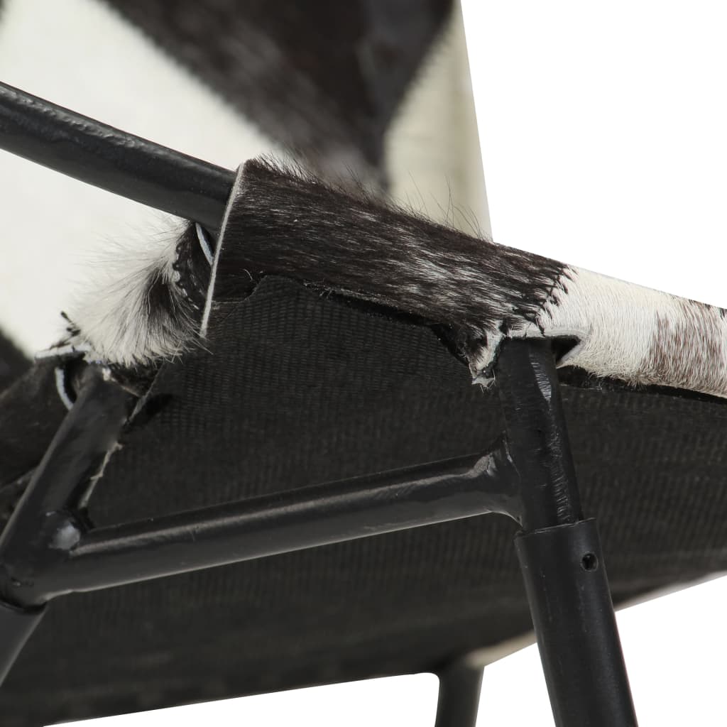 vidaXL Chair Diamond Black Real Leather