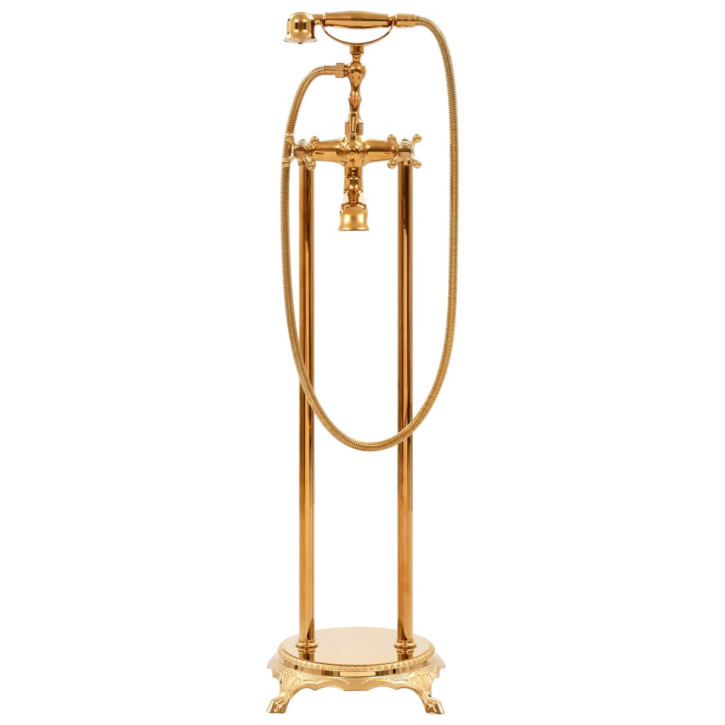 vidaXL Freestanding Bathtub and Faucet 220 L 99.5 cm Gold