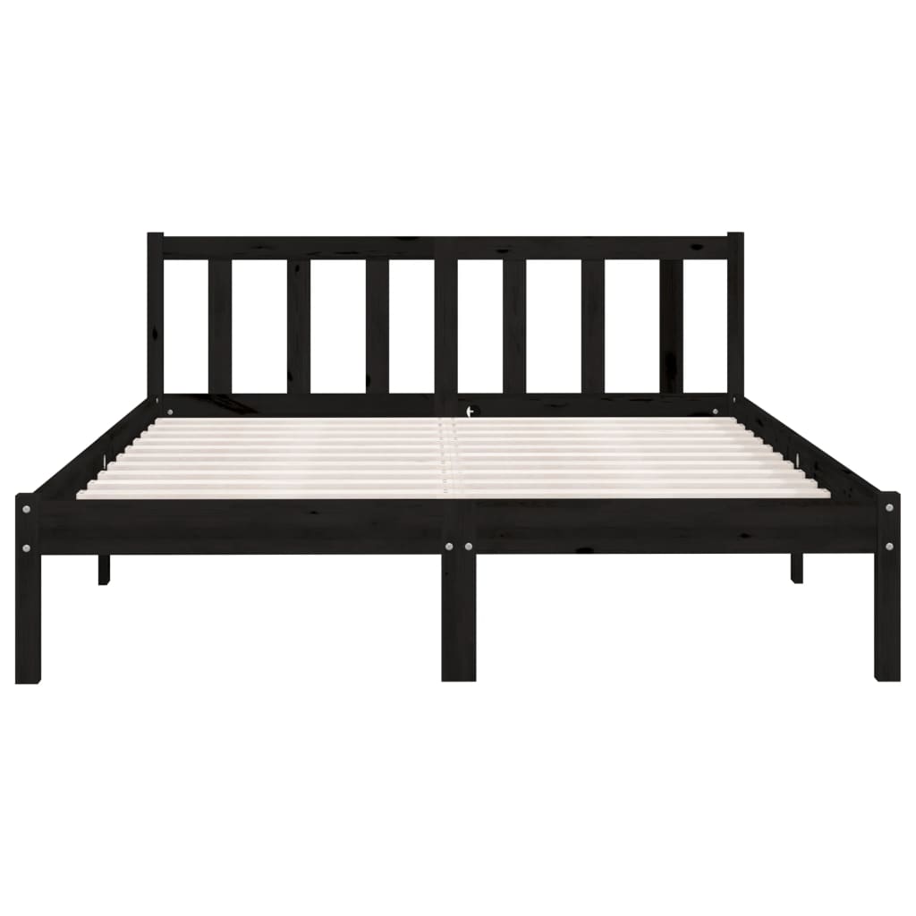 vidaXL Bed Frame Black Solid Wood Pine 120x190 cm Small Double