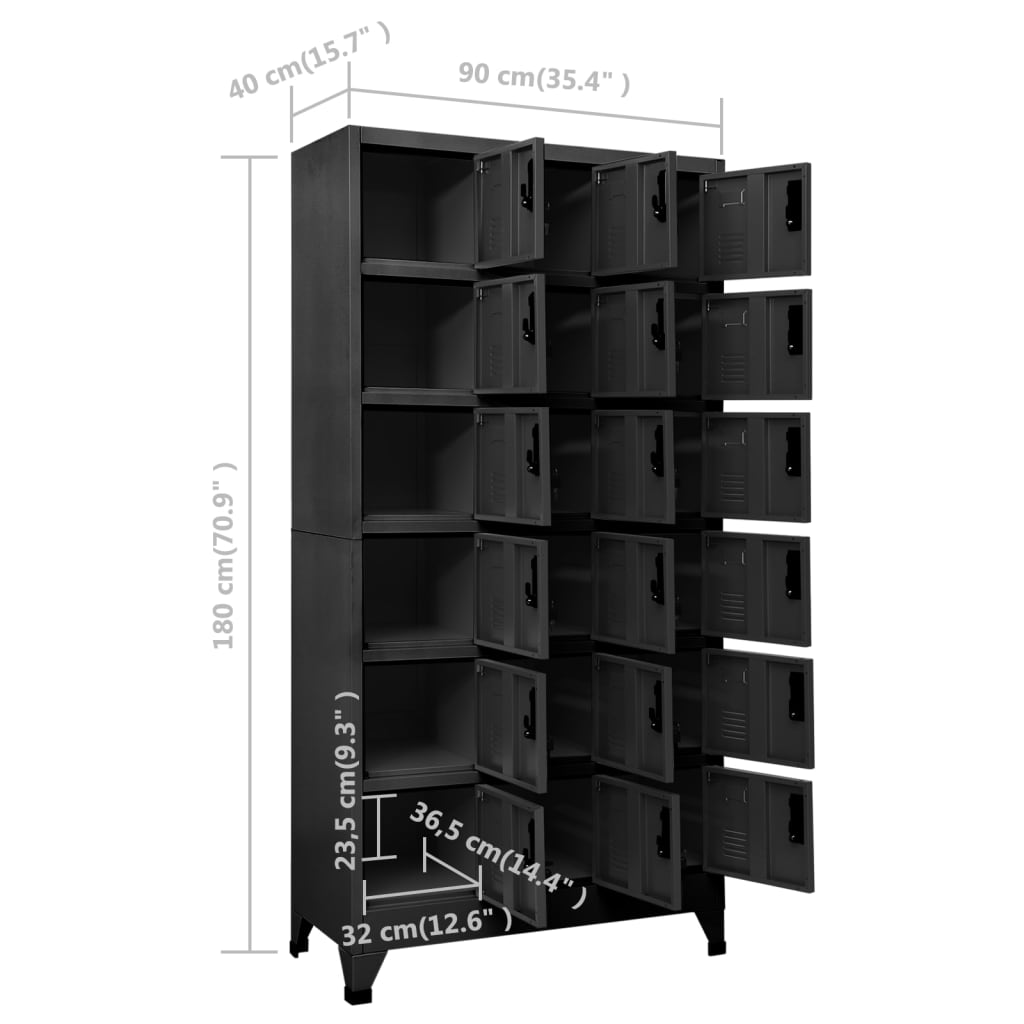 vidaXL Locker Cabinet Anthracite 90x40x180 cm Steel