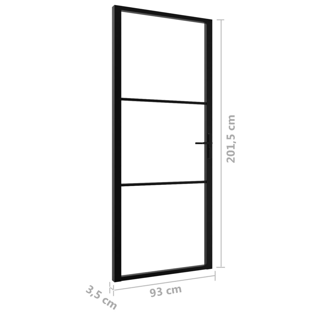 vidaXL Interior Door ESG Glass and Aluminium 93x201.5 cm Black