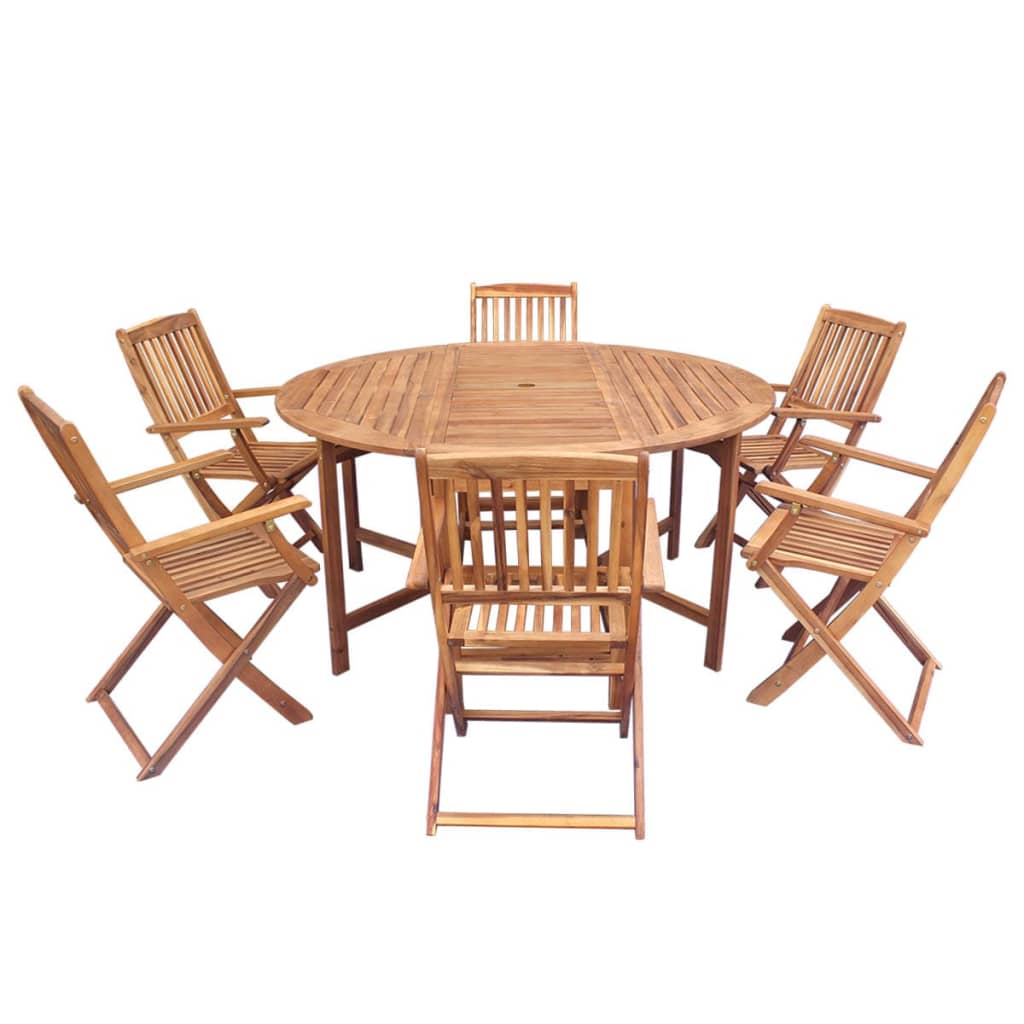 vidaXL 7 Piece Folding Outdoor Dining Set Solid Acacia Wood