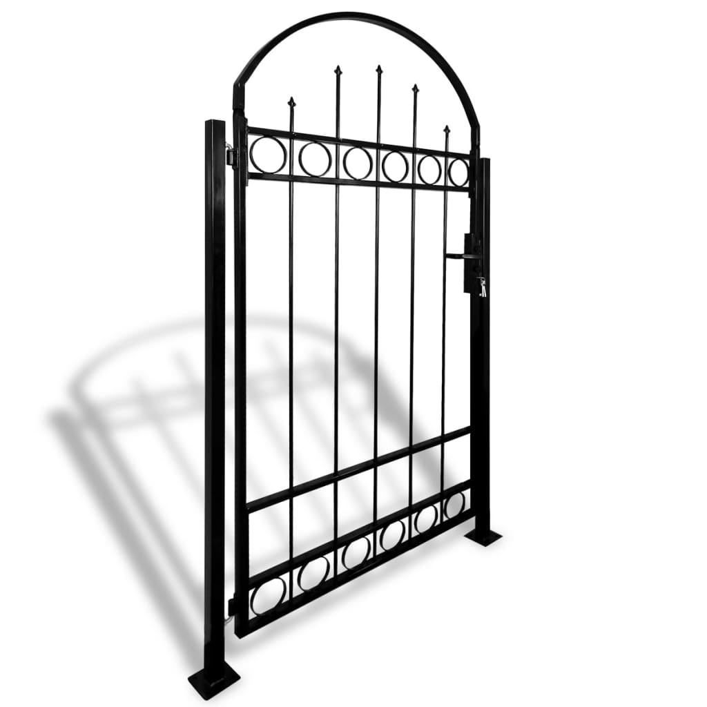vidaXL Fence Gate with Arched Top and 2 Posts 100 x 200 cm