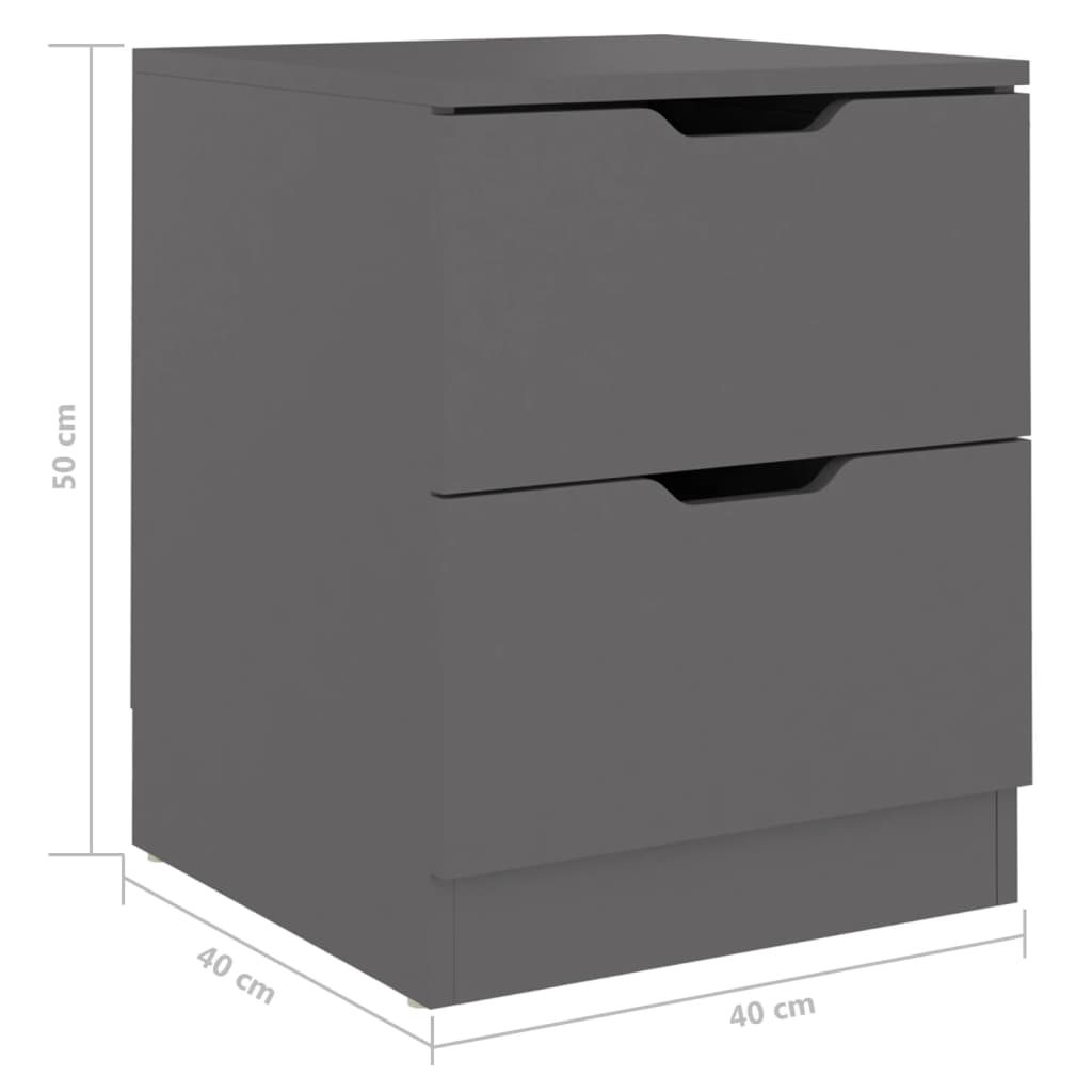 vidaXL Bedside Cabinet Grey 40x40x50 cm Engineered Wood