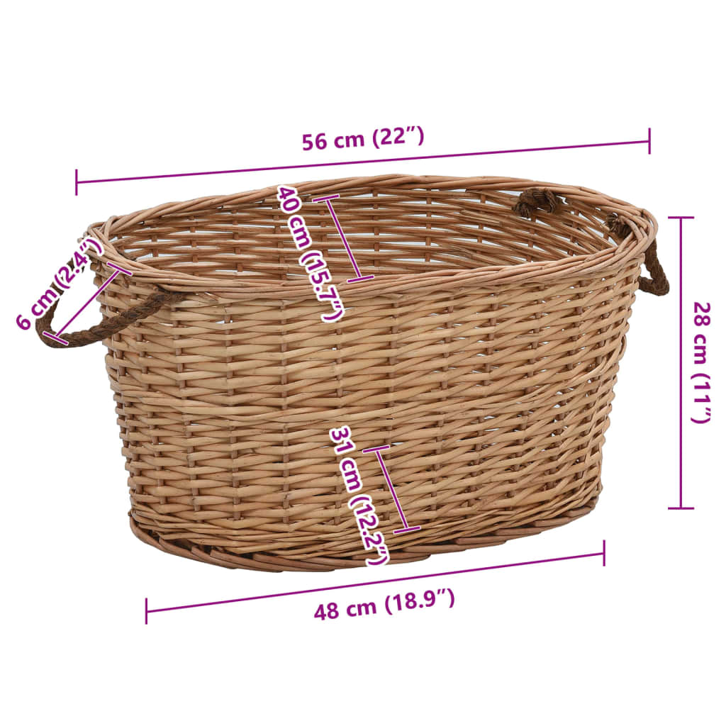 vidaXL Firewood Basket with Carrying Handles 58x42x29 cm Natural Willow
