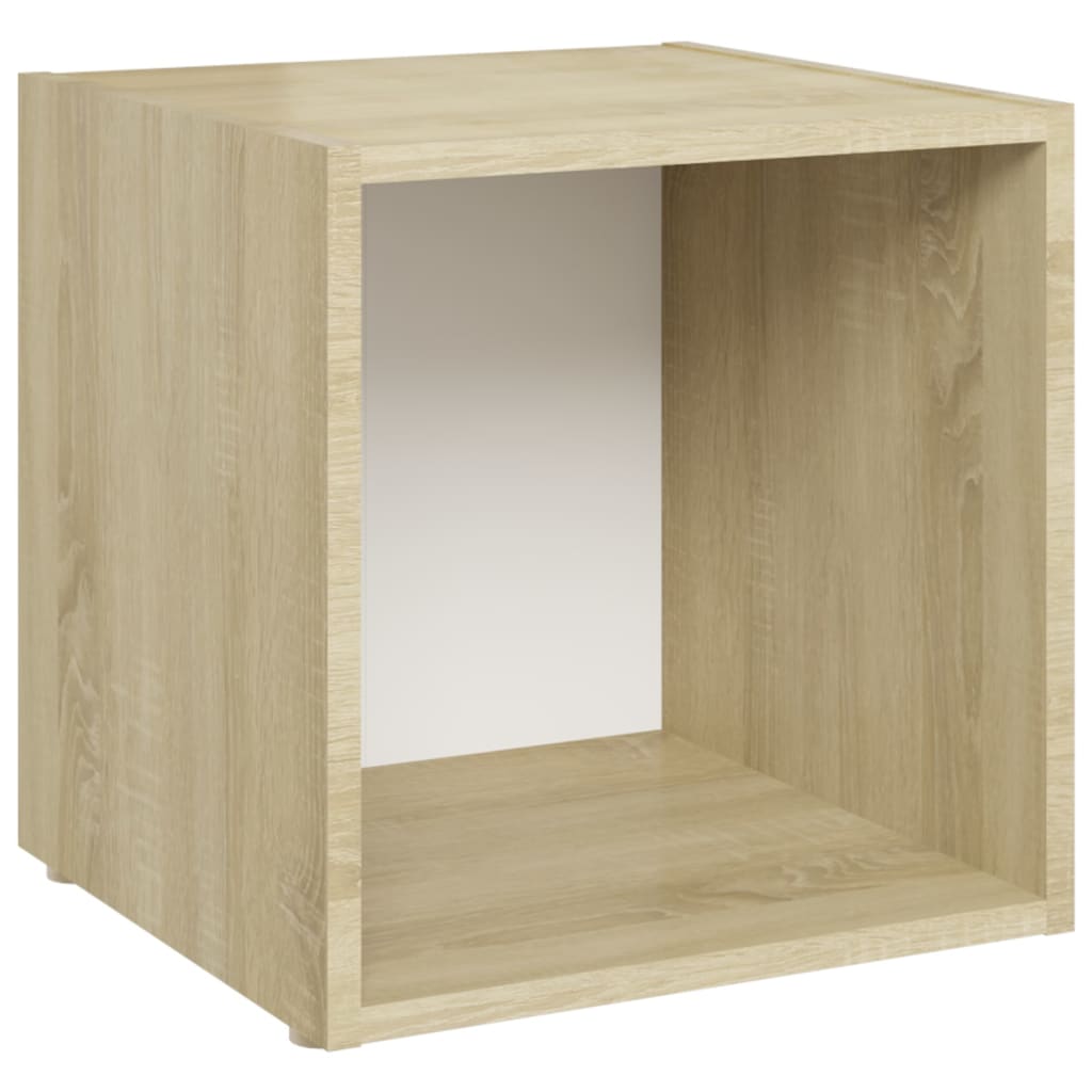 vidaXL TV Cabinets 4 pcs White and Sonoma Oak 37x35x37 cm Engineered Wood