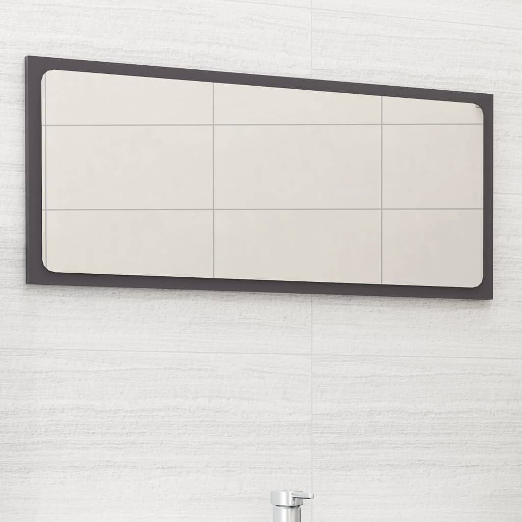 vidaXL Bathroom Mirror High Gloss Grey 80x1.5x37 cm Engineered Wood