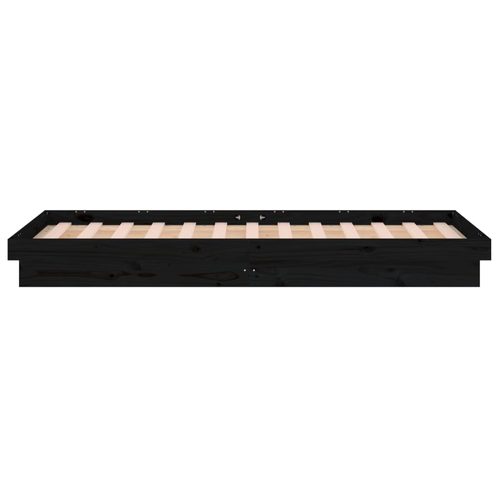 vidaXL LED Bed Frame Black 90x190 cm Single Solid Wood