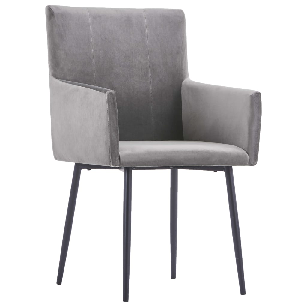 vidaXL Dining Chairs with Armrests 6 pcs Grey Velvet
