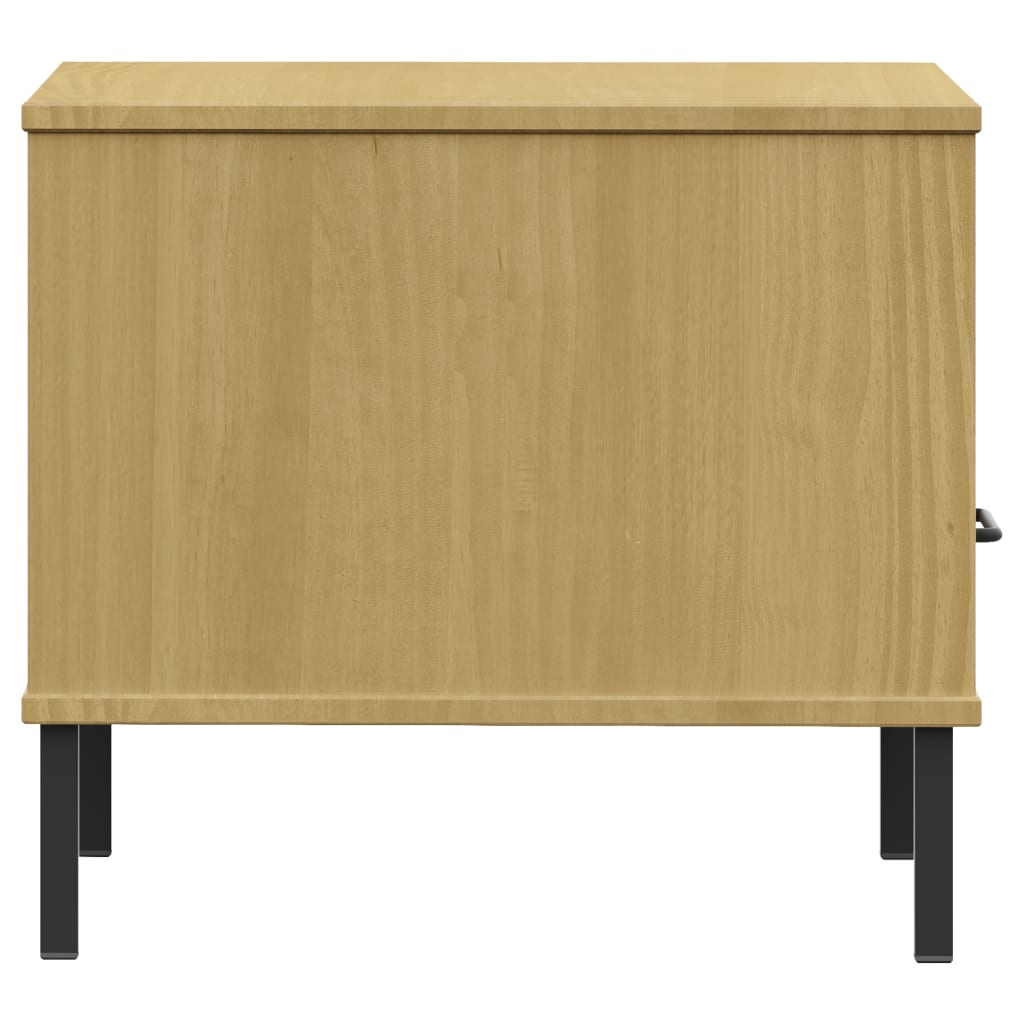 vidaXL Bedside Table with Metal Legs Brown Solid Wood Pine OSLO