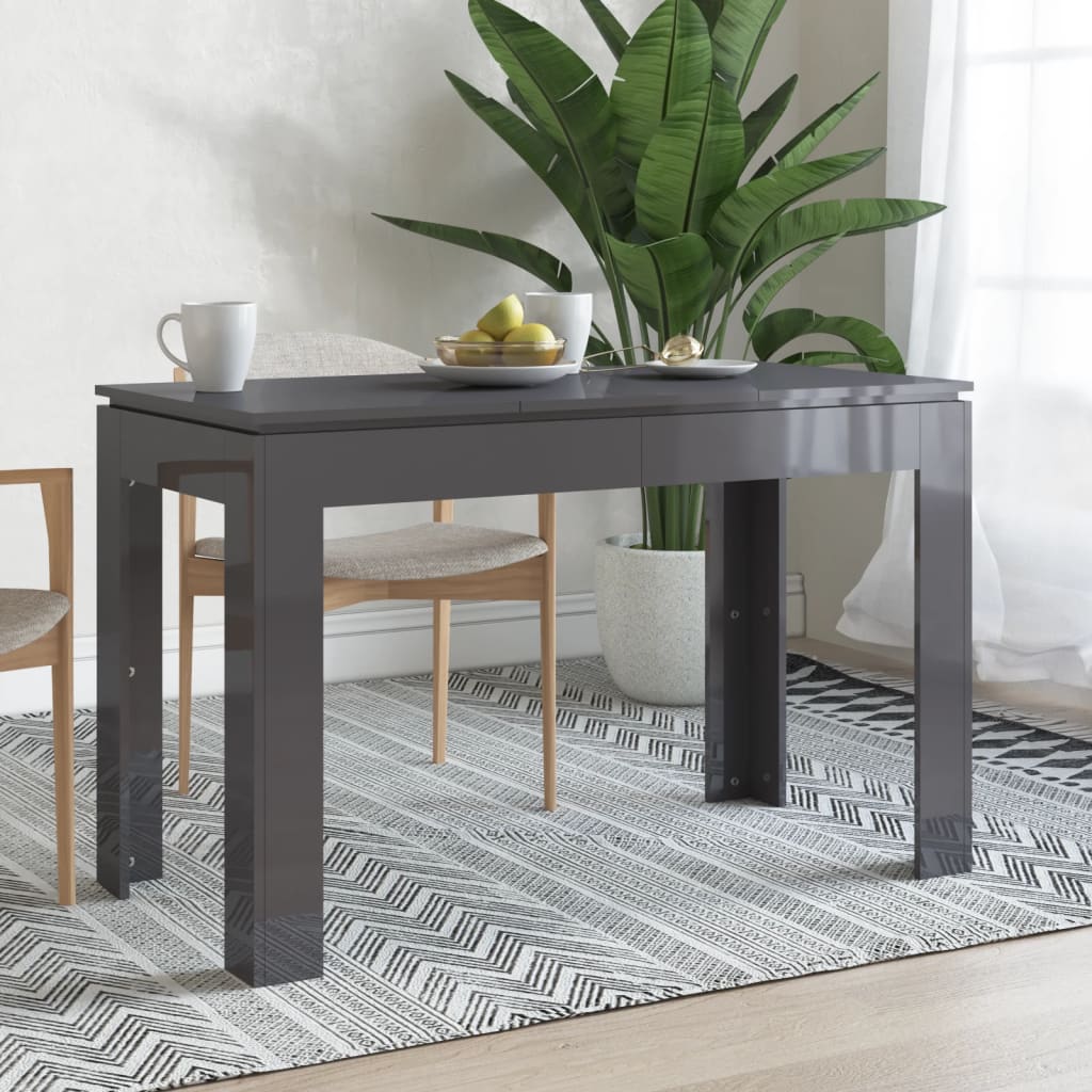 vidaXL Dining Table High Gloss Grey 120x60x76 cm Engineered Wood