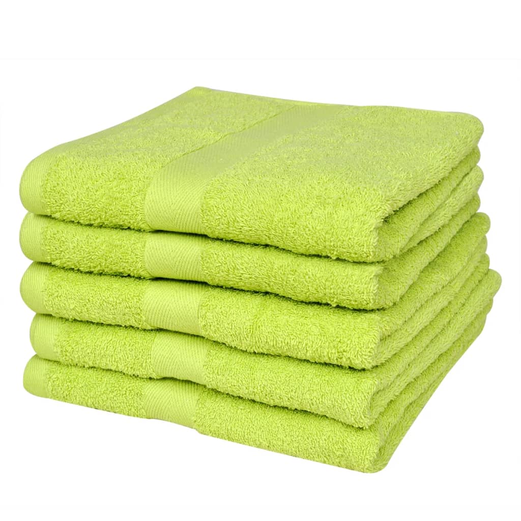 vidaXL Home Shower Towel Set 5 pcs Cotton 500 gsm 70x140cm Apple Green