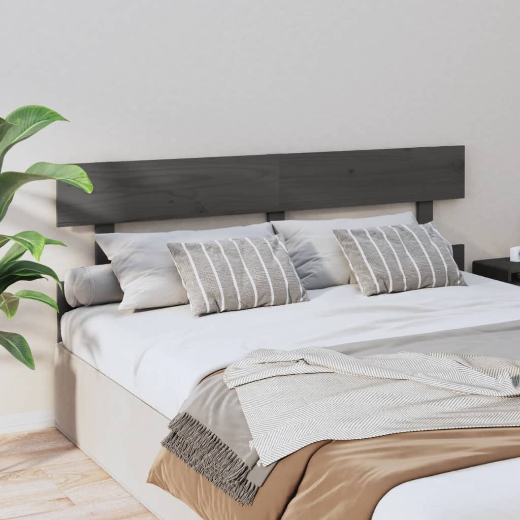 vidaXL Bed Headboard Grey 164x3x81 cm Solid Wood Pine
