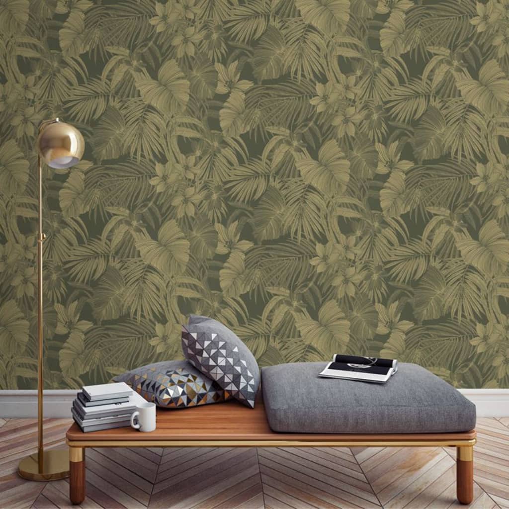 DUTCH WALLCOVERINGS Wallpaper Joelle Green and Gold