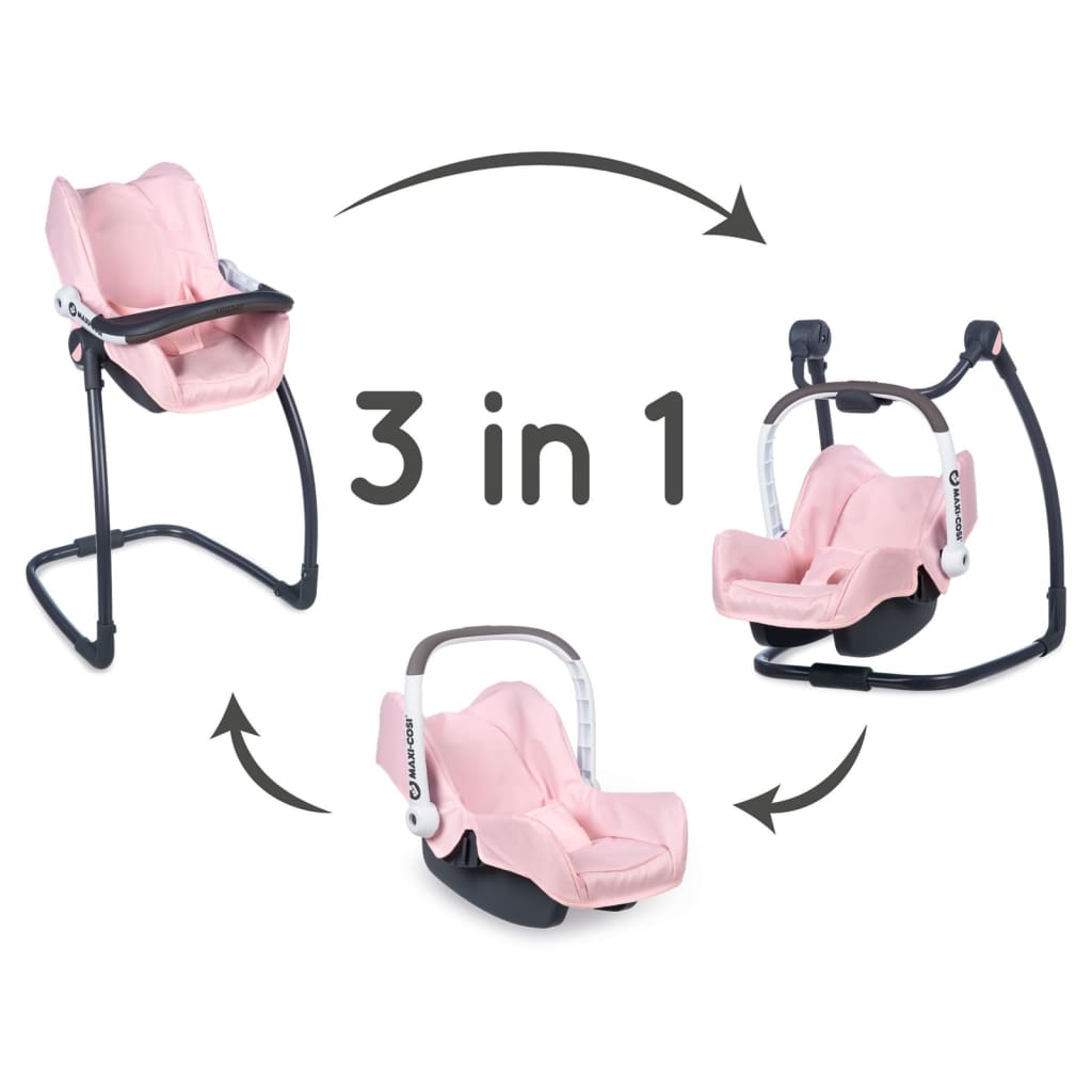 Smoby 3-in-1 Car Seat and Chair for Dolls Maxi-Cosi Light Pink