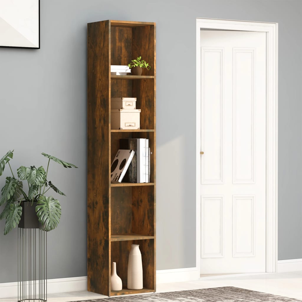 vidaXL Book Cabinet Smoked Oak 40x30x189 cm Engineered Wood