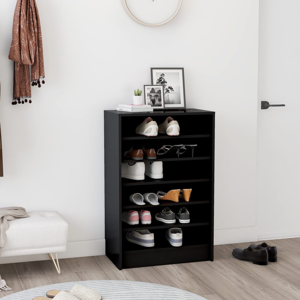vidaXL Shoe Cabinet Black 60x35x92 cm Engineered Wood