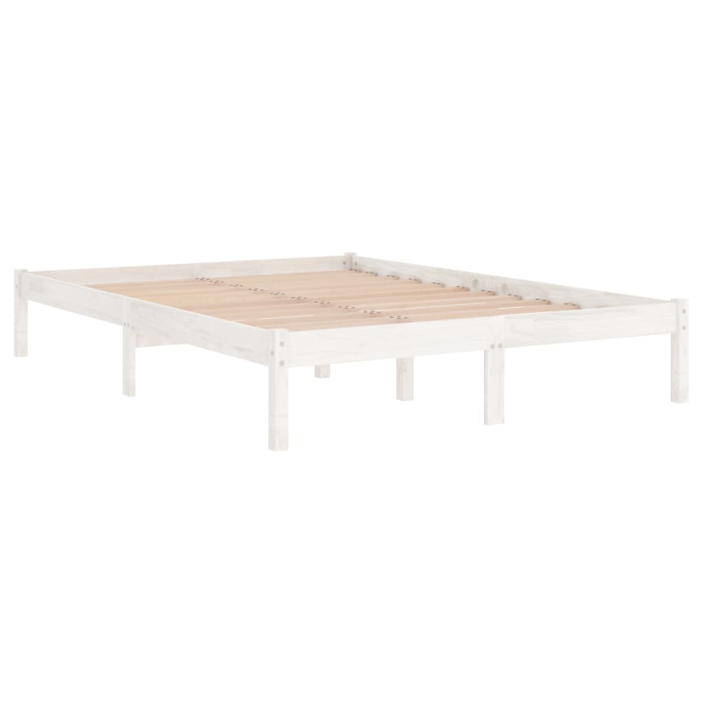 vidaXL Bed Frame White Solid Pinewood 120x190 cm UK Small Double