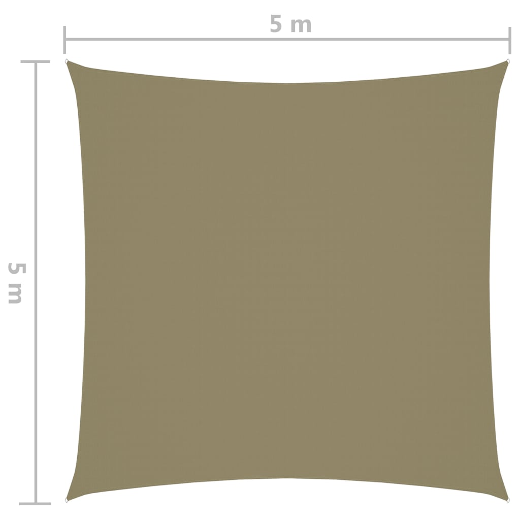 vidaXL Sunshade Sail Oxford Fabric Square 5x5 m Beige