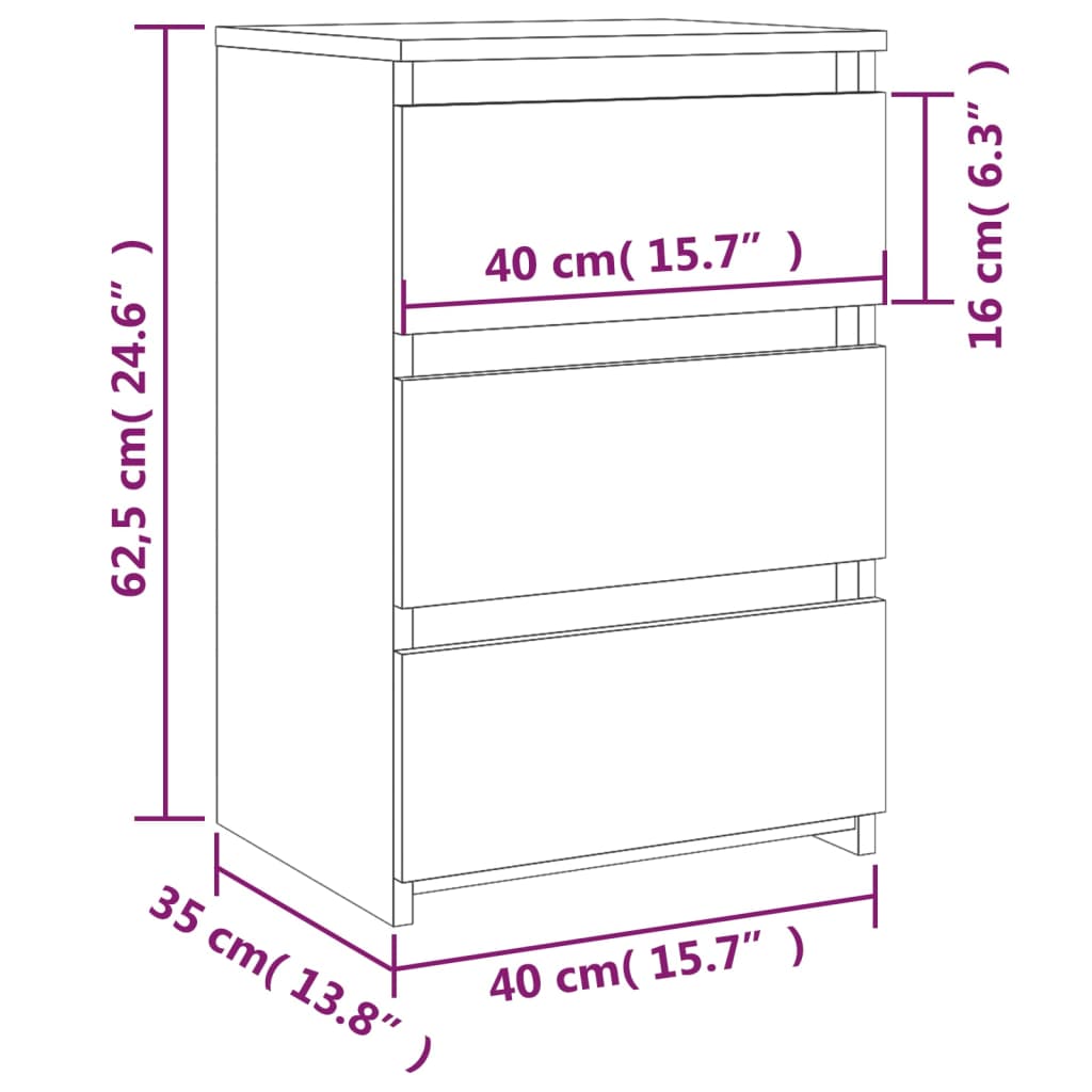 vidaXL Bed Cabinets 2 pcs Smoked Oak 40x35x62.5 cm Engineered Wood