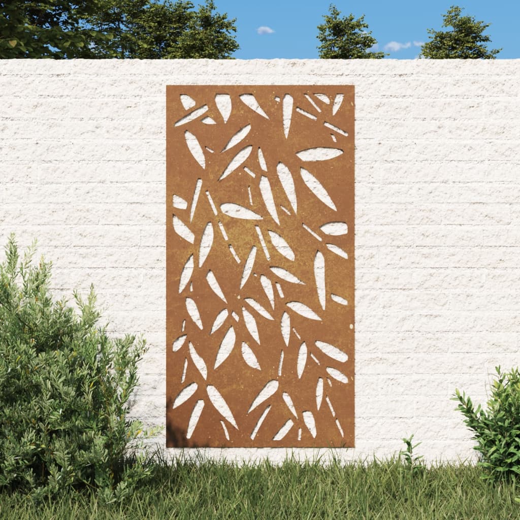vidaXL Garden Wall Decoration 105x55 cm Corten Steel Bamboo Leaf Design