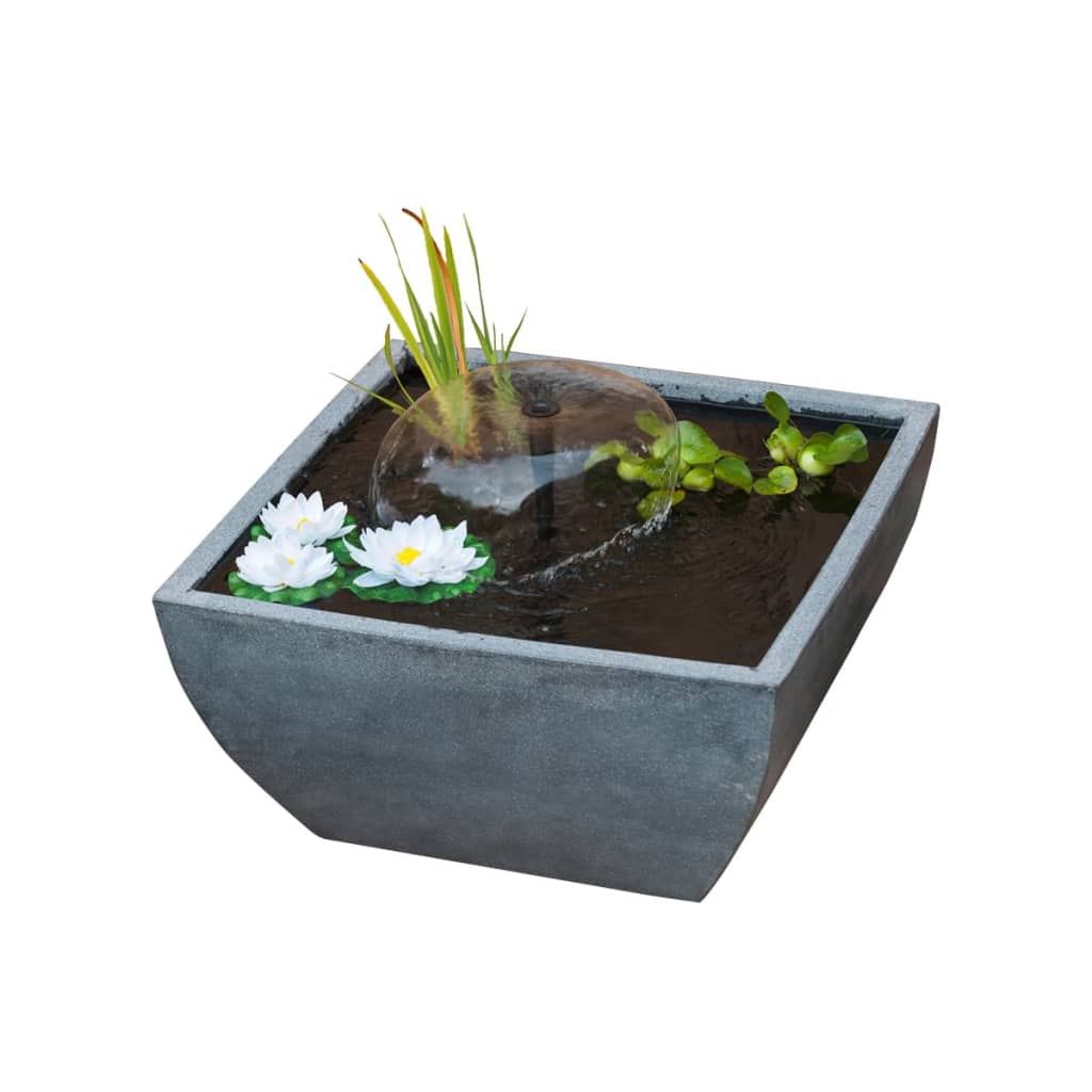 Ubbink Square Pond with Pump and Waterlilies Grey 1387081