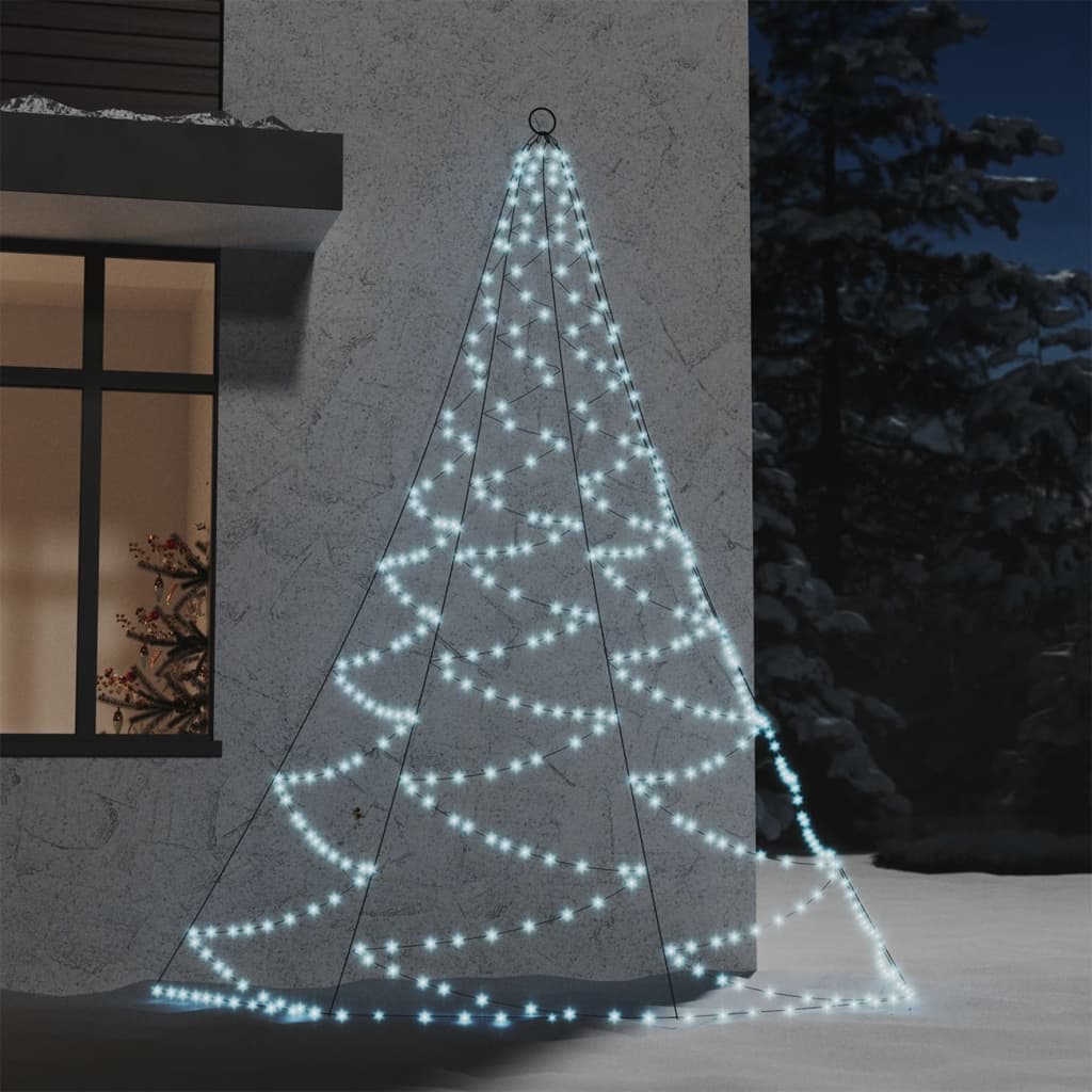 vidaXL Wall Tree with Metal Hook 260 LED Cold White 3 m Indoor Outdoor