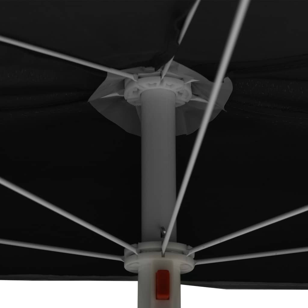 vidaXL Garden Half Parasol with Pole 180x90 cm Black