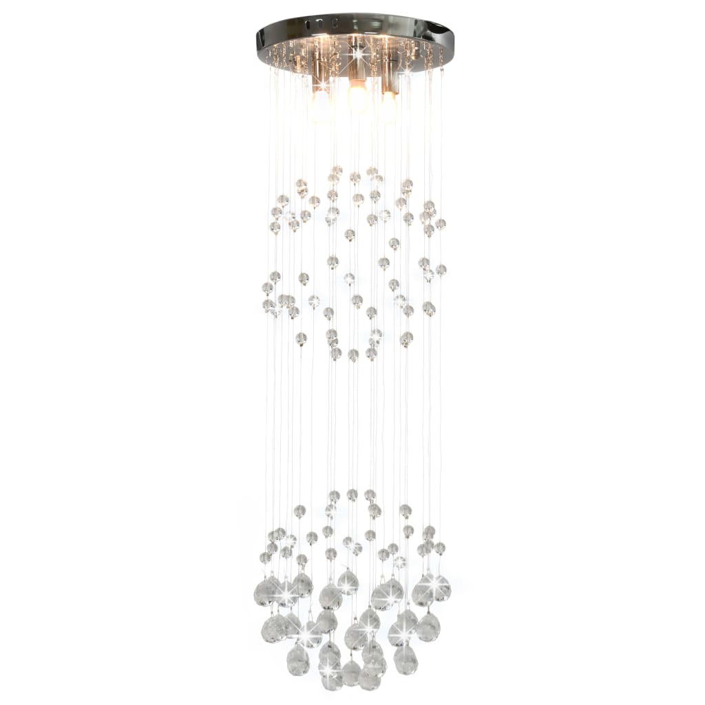 vidaXL Ceiling Lamp with Crystal Beads Silver Sphere 3 x G9 Bulbs