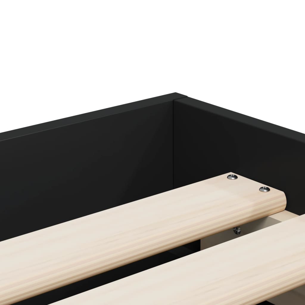 vidaXL Bed Frame with Drawers Black 75x190 cm Small Single Engineered Wood