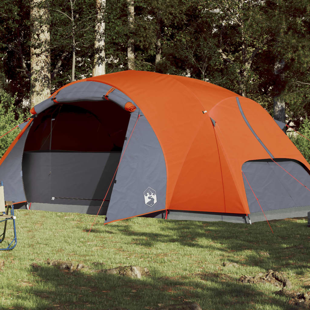 vidaXL Family Tent Crossvent 8-Person Grey and Orange Waterproof