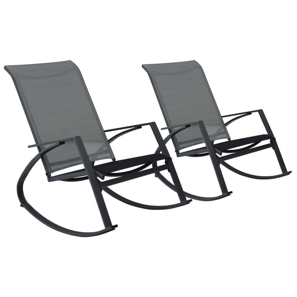 vidaXL Garden Rocking Chairs 2 pcs Textilene Dark Grey