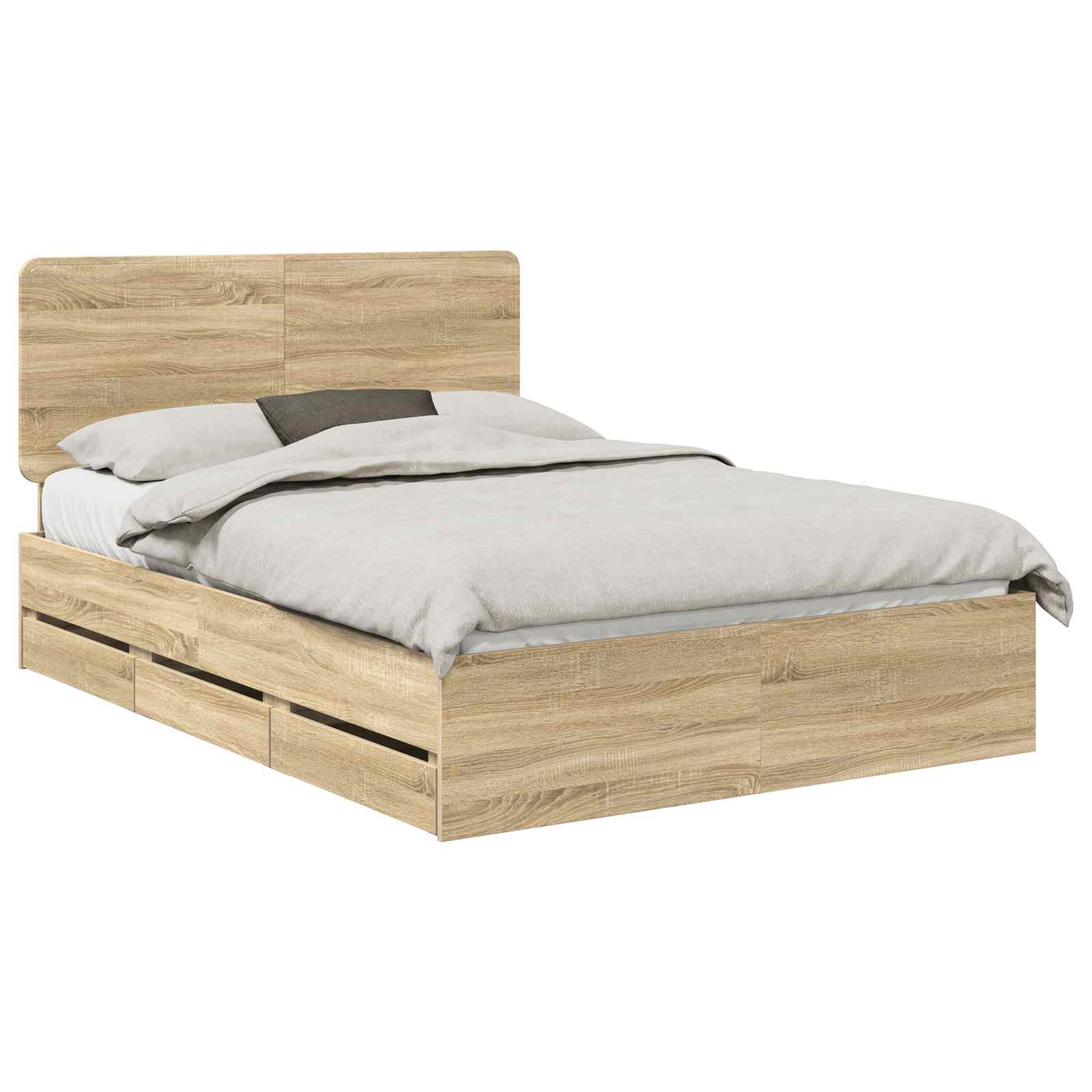 vidaXL Bed Frame with Drawer Sonoma Oak 150 x 200 cm Engineer Wood ...