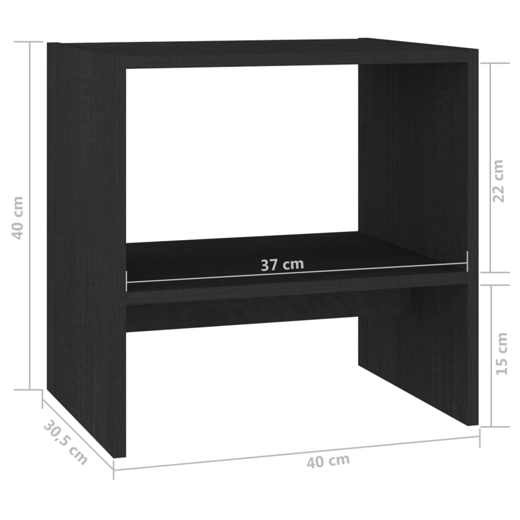 vidaXL Bedside Cabinets 2 pcs Black 40x30.5x40 cm Solid Pinewood