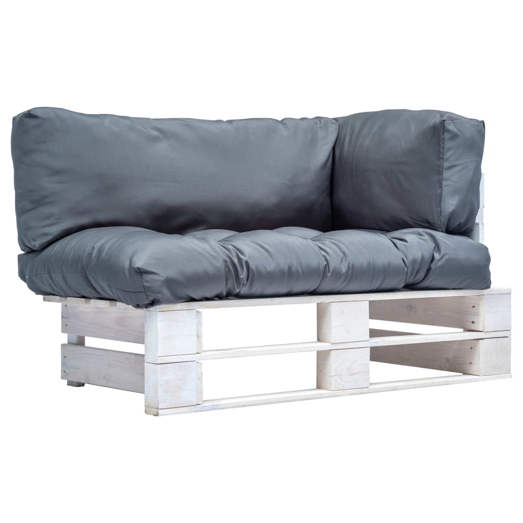 vidaXL Garden Pallet Sofa with Grey Cushions Pinewood