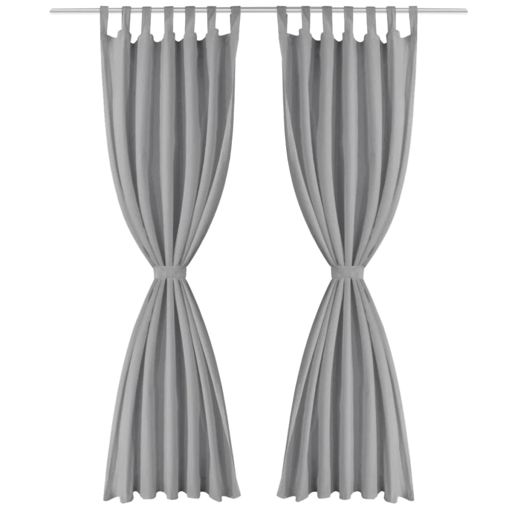 vidaXL Micro-Satin Curtains 2 pcs with Loops 140x245 cm Grey