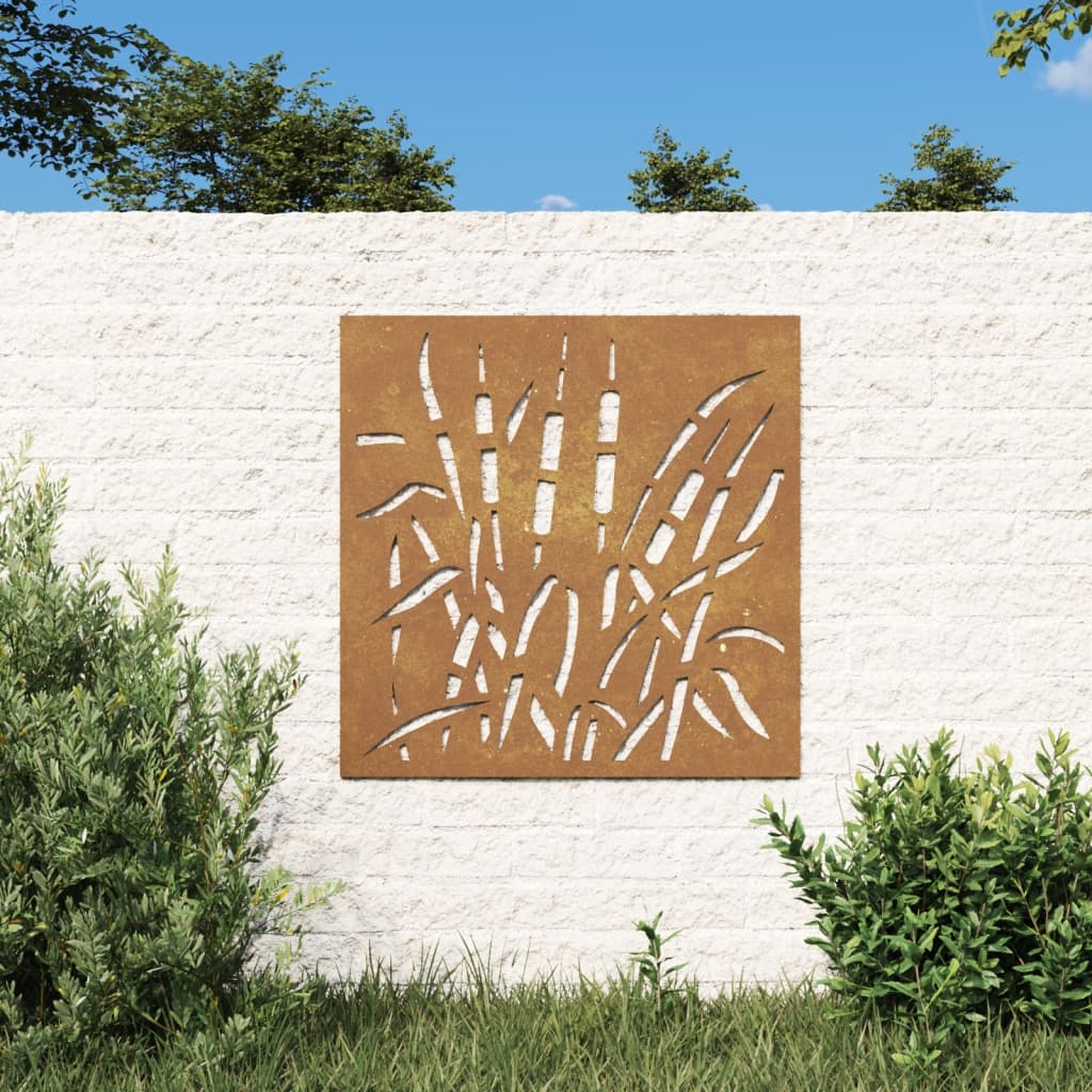 vidaXL Garden Wall Decoration 55x55 cm Corten Steel Grass Design