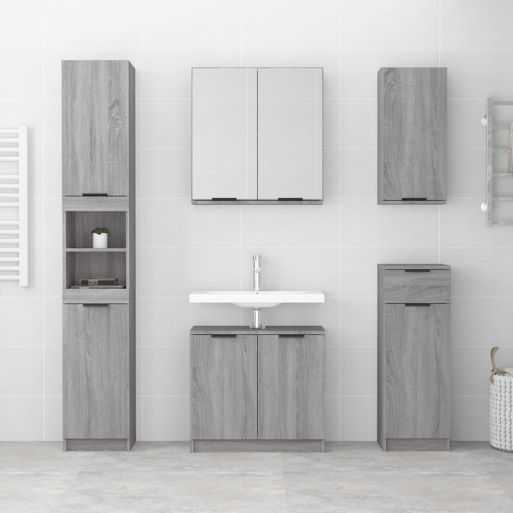 vidaXL Bathroom Mirror Cabinet Grey Sonoma 64x20x67 cm