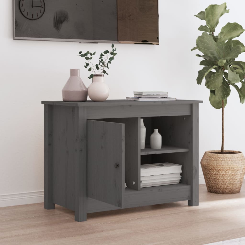 vidaXL TV Cabinet Grey 70x36.5x52 cm Solid Wood Pine