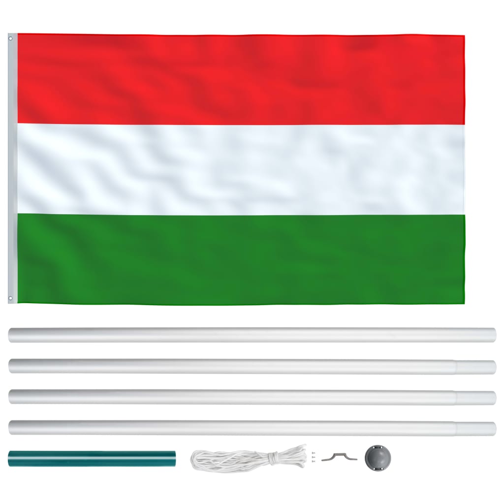vidaXL Hungary Flag and Pole Aluminium 6.2 m