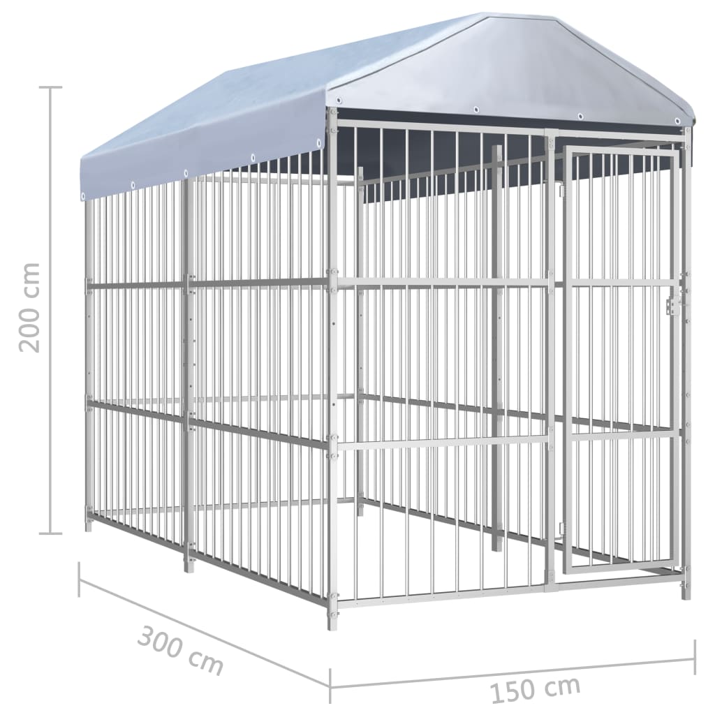 vidaXL Outdoor Dog Kennel with Roof 300x150x200 cm vidaXL.ie