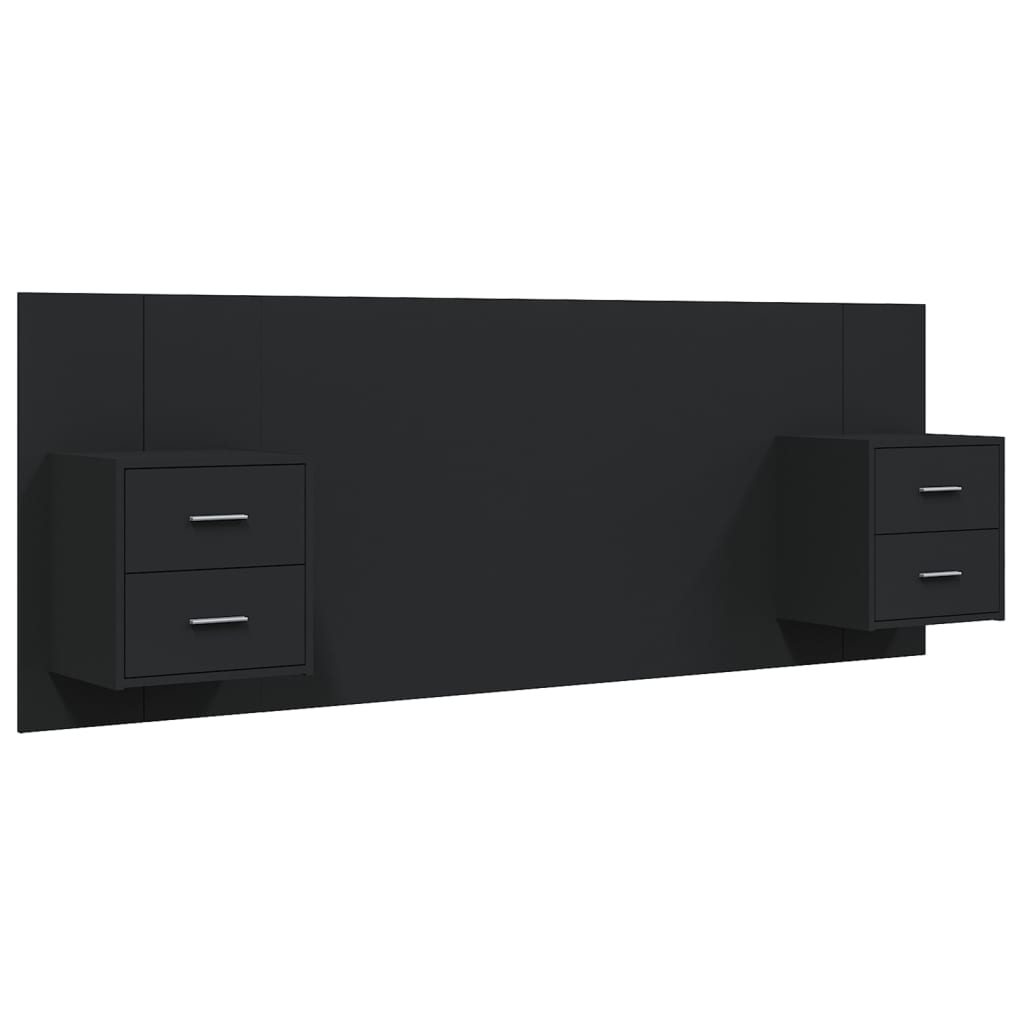 vidaXL Bed Headboard with Cabinets Black Engineered Wood