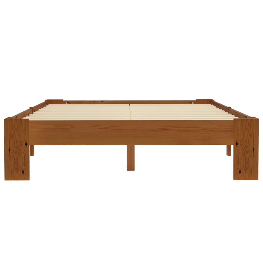 vidaXL Bed Frame Light Brown Solid Pine Wood 120x200 cm