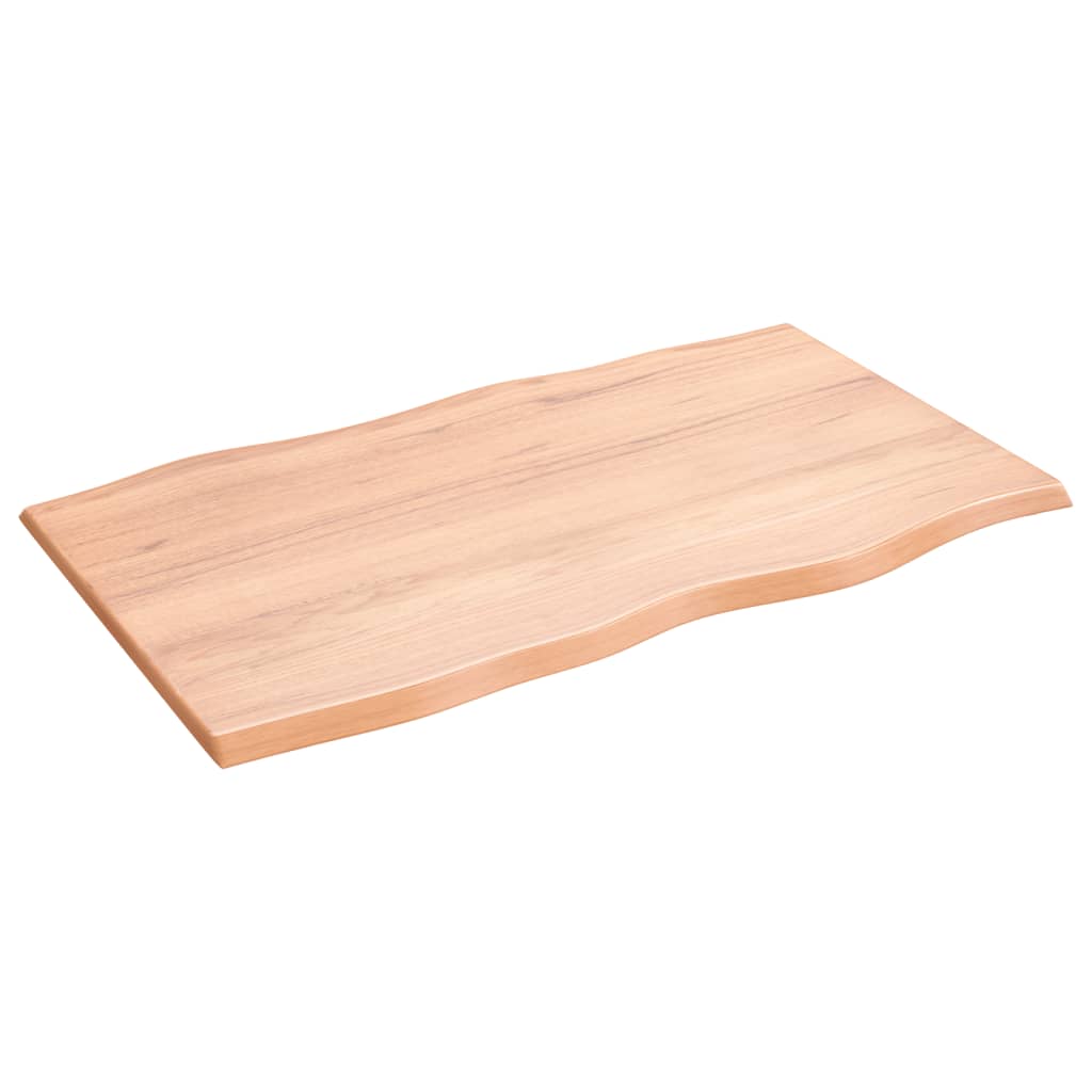 vidaXL Table Top Light Brown 100x60x2 cm Treated Solid Wood Oak Live Edge