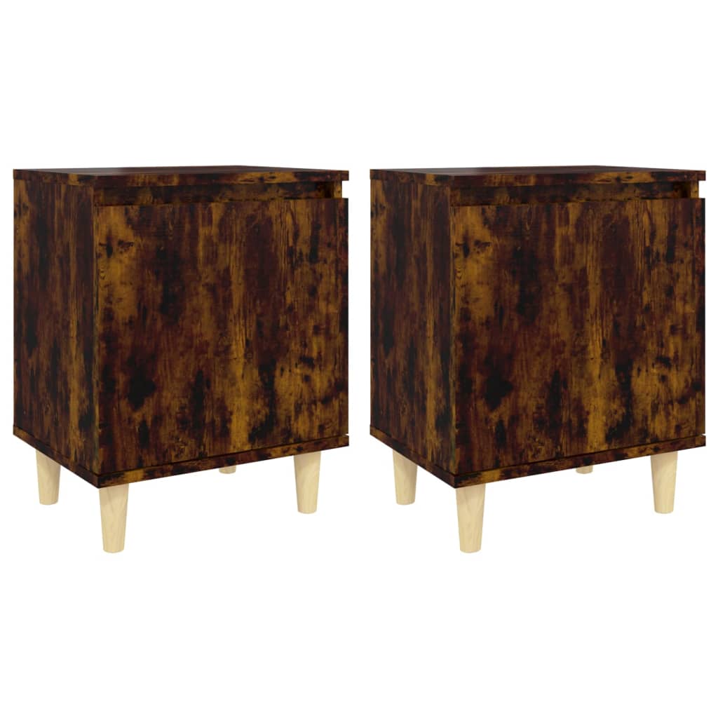 vidaXL Bed Cabinets with Solid Wood Legs 2 pcs Smoked Oak 40x30x50 cm