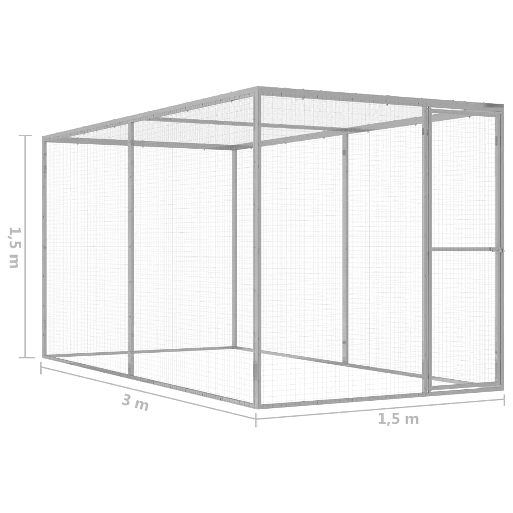 vidaXL Cat Cage 3x1.5x1.5 m Galvanised Steel