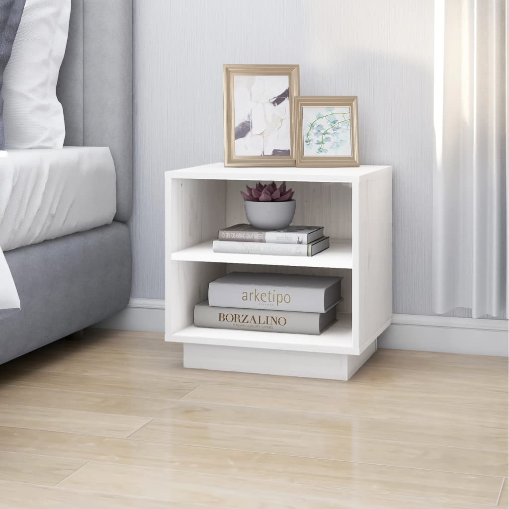 vidaXL Bedside Cabinet White 40x34x40 cm Solid Wood Pine
